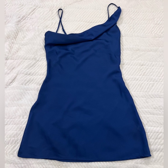 Abercrombie & Fitch Dresses & Skirts - NWOT A&F Asymmetrical Cowlneck Mini Dress (small petite; blue)